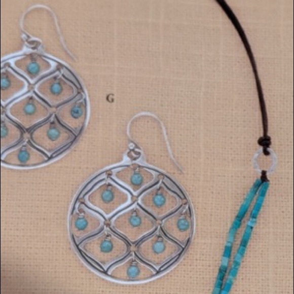 Silpada Sterling Silver Blue Green Howlite Earrings W1682 - Picture 9 of 10